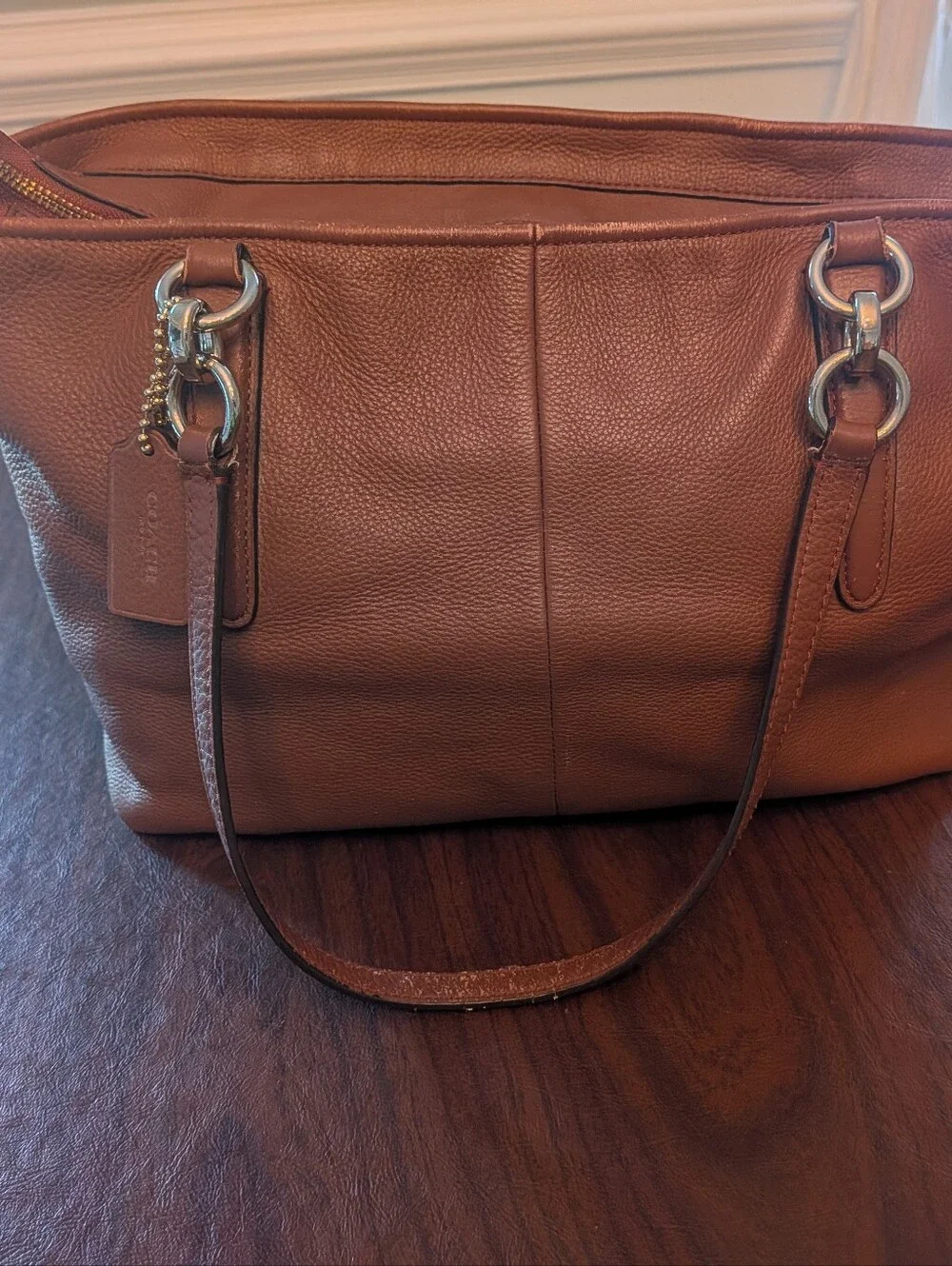 Vintage Coach Chicago Ellis Brown Leather Tote Bag 33961 Saddle Purse Grain